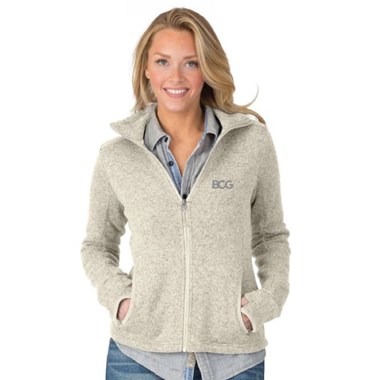 BCG-903 | Ladies Heathered Sweater Fleece Jacket